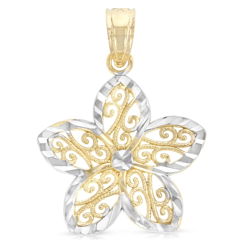14K Gold Fancy Star Flower Charm Pendant