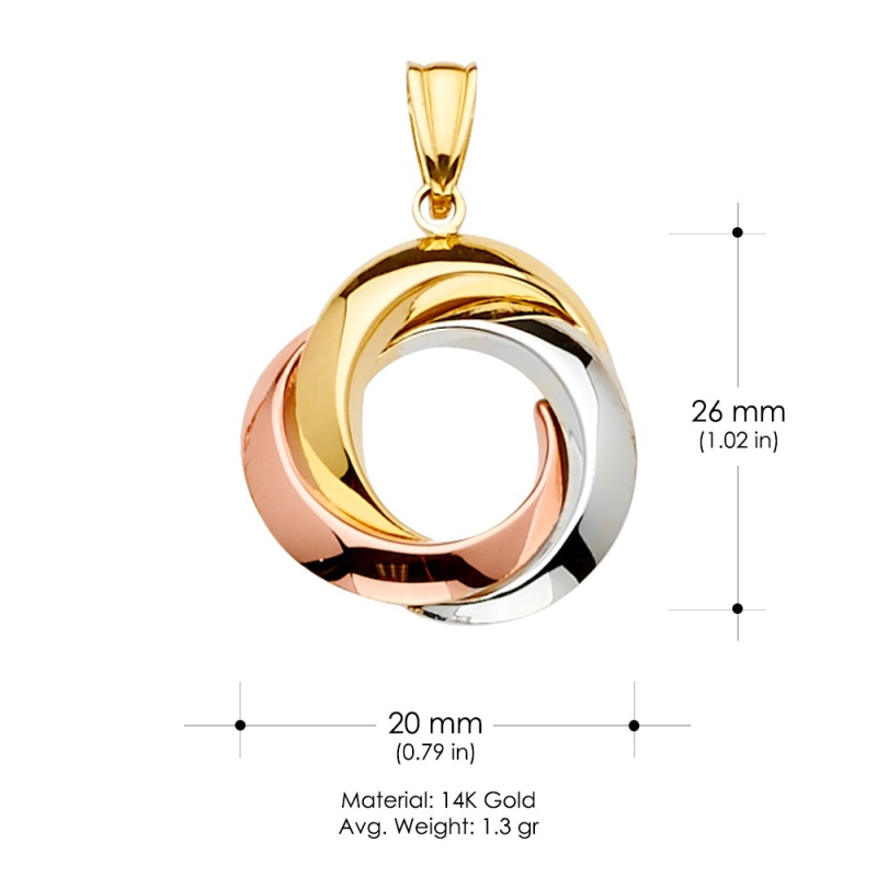14K Gold 3 Round Infinity Charm Pendant