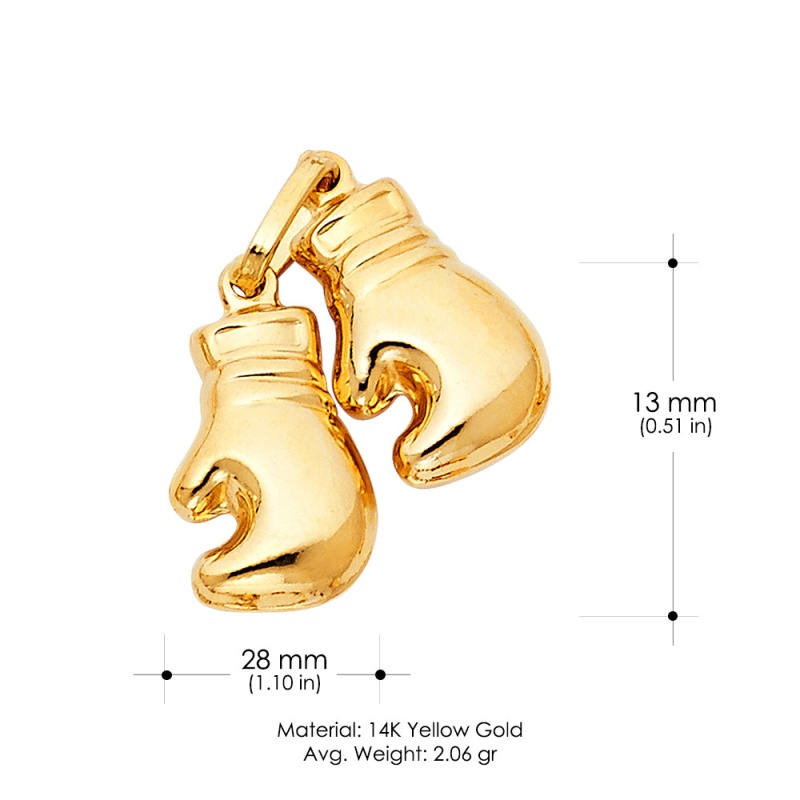 14K Gold Dual Boxing Glove Charm Pendant