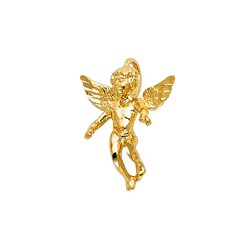 14K Gold Angel Religious Charm Pendant