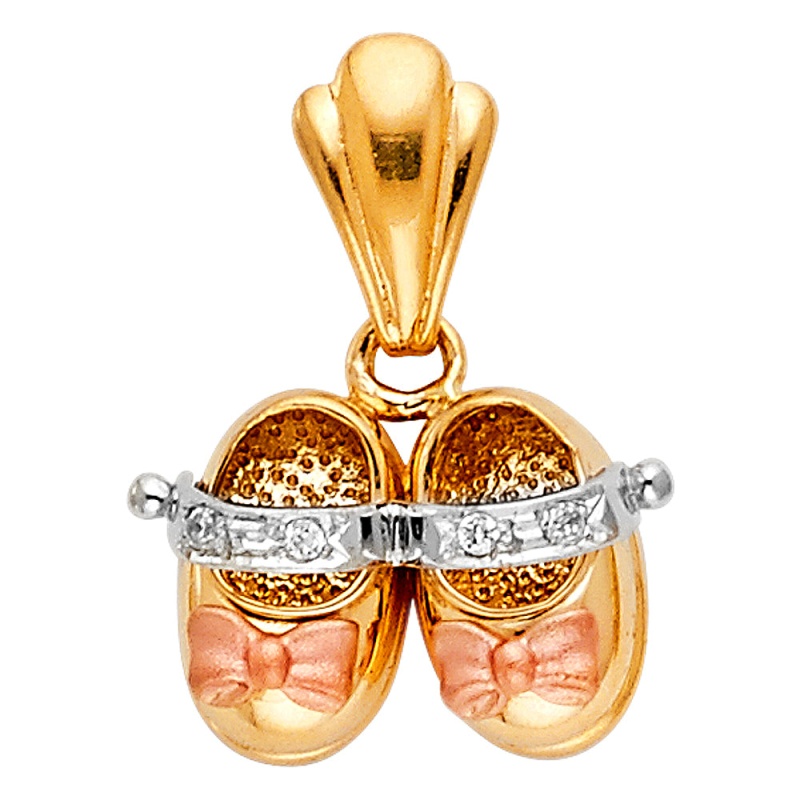 14K Gold Girl's Shoes Charm Pendant