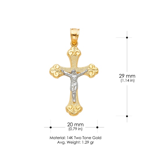 14K Gold Religious Crucifix Charm Pendant - Ioka