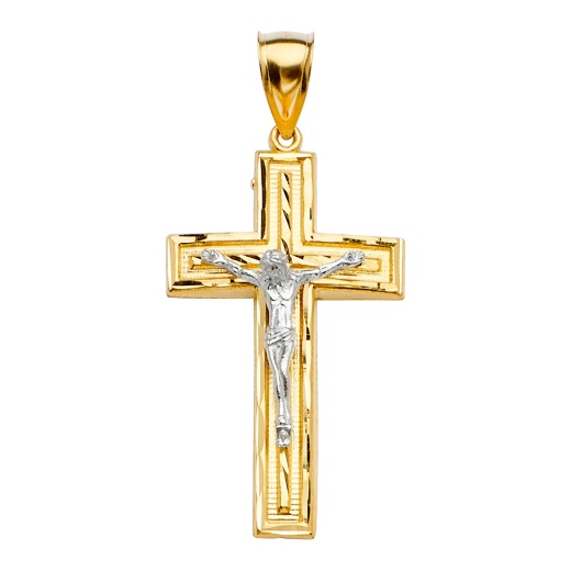 14K Gold Crucifix Cross Religious Pendant