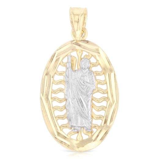 14K Gold St. Jude Religious Cz Pendant