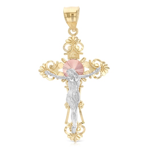 14K Gold Jesus Crucifix Cross Religious Pendant - Ioka