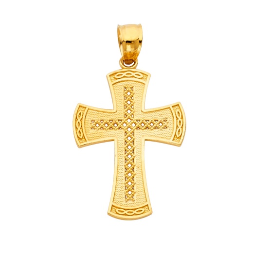 14K Gold Religious Cross Charm Pendant