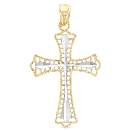 14K Gold Religious Cross Charm Pendant - Ioka