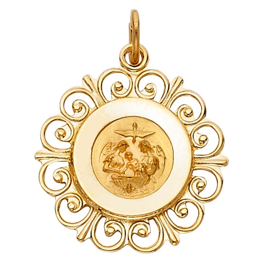 14K Gold Religious Baptism Charm Pendant