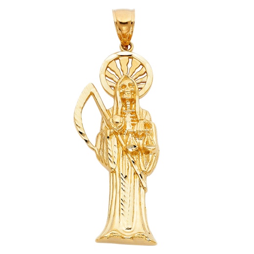 14K Gold Santa Muerte Charm Pendant - Ioka