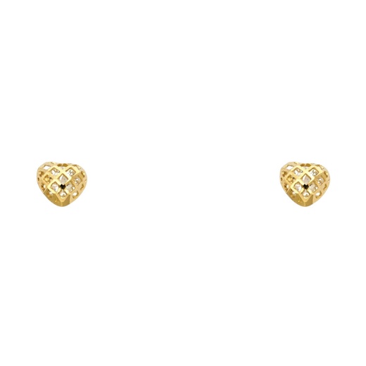 14K Gold Cz Heart Stud Earrings by Ioka