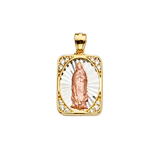 14K Gold Cz Guadalupe Medal Religious Pendant - Ioka Jewelry
