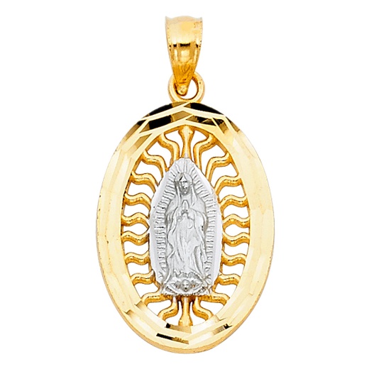 14K Gold Religious Guadalupe Charm Pendant