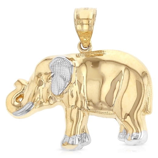 14K Gold Elephant Charm Pendant