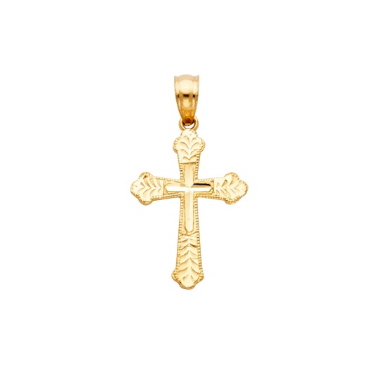 14K Gold Religious Cross Charm Pendant - Ioka Jewelry