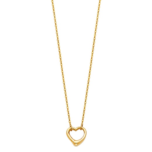 14K Gold Single Floating Open Heart Pendant Chain Necklace - Ioka