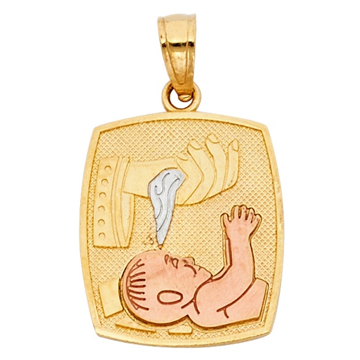 14K Gold Religious Baptism Charm Pendant - Ioka