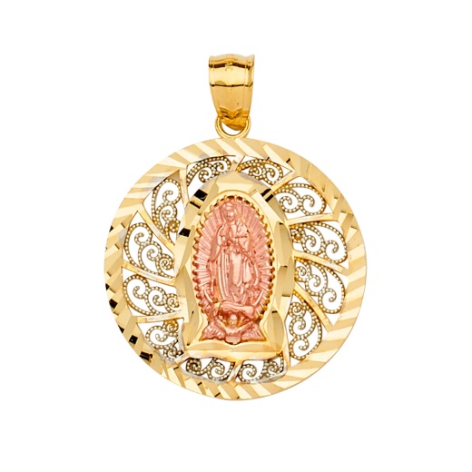 14K Gold Guadalupe Religious Pendant