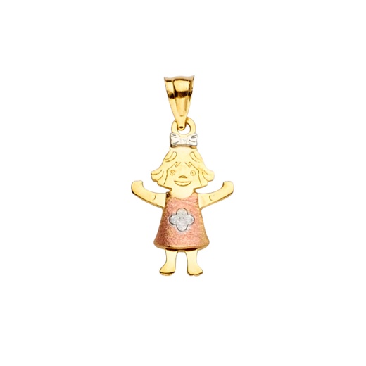 14K Gold Smiley Girl Charm Pendant