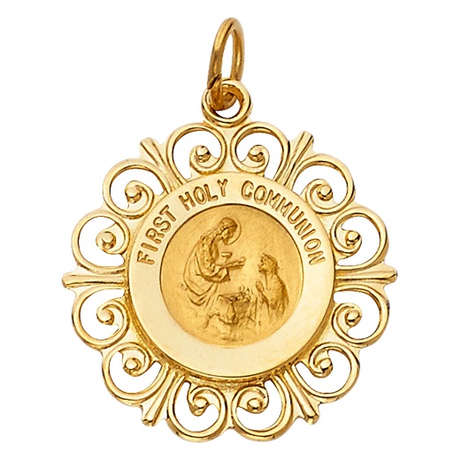 14K Gold Religious Communion Charm Pendant - Ioka