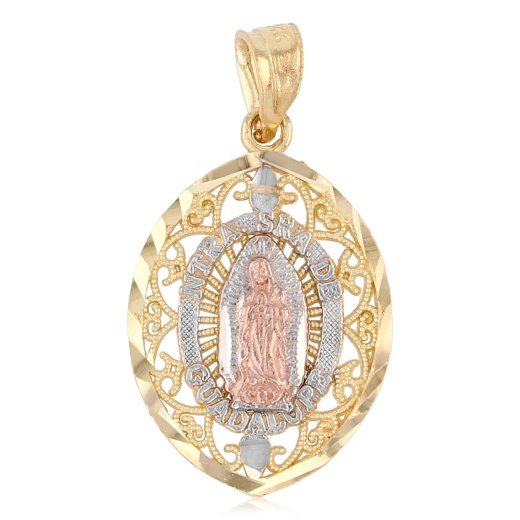 14K Gold Religious Guadalupe Charm Pendant - Ioka