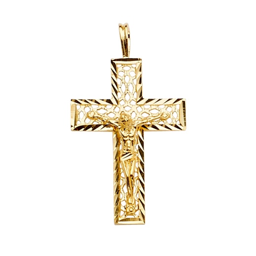 14K Gold Crucifix Cross Religious Pendant