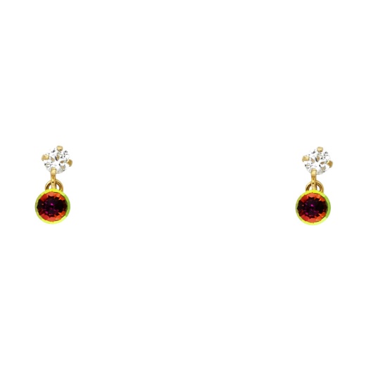 14K Gold Cz Stone Rainbow Dangle Stud Earrings - Ioka Jewellery