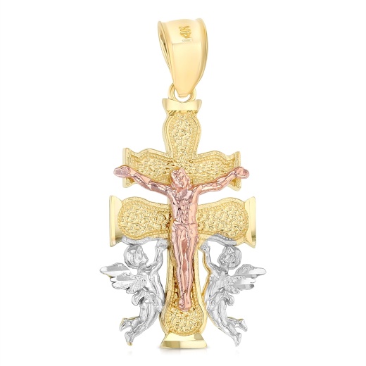 14K Gold Religious Cross of Caravaca Charm Pendant - Ioka
