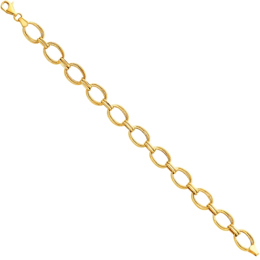 14K Gold Light Fancy Hollow Bracelet - 7.5' by Ioka