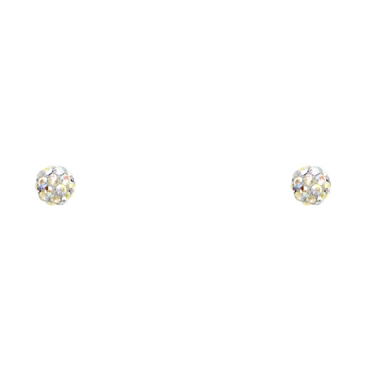 14K Gold Cz Round Crystal Ball Stud Earrings (4Mm) - Ioka