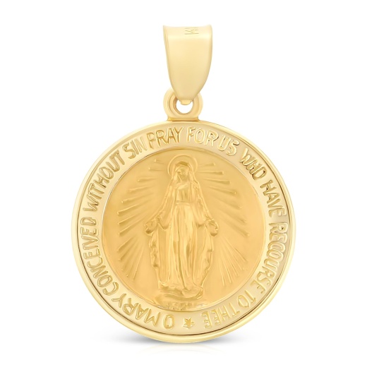 14K Gold Ioka Religious Milagrosa Charm Pendant