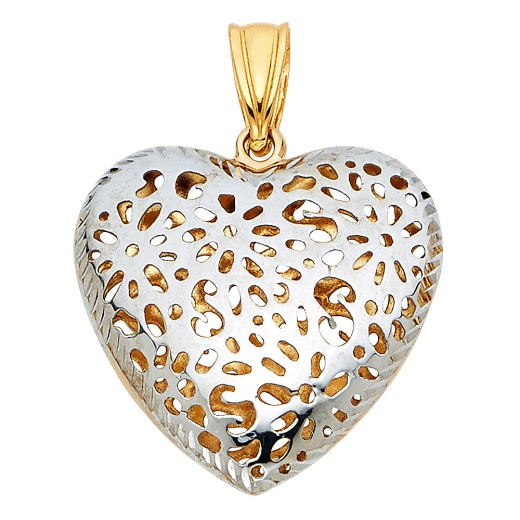 14K Gold Flower Heart Charm Pendant - Ioka