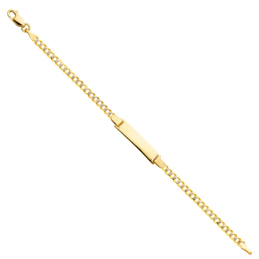 14K Solid Gold Cuban WP Baby ID Bracelet - 6" by Ioka