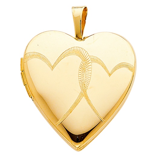 14K Gold Heart Locket Charm Pendant