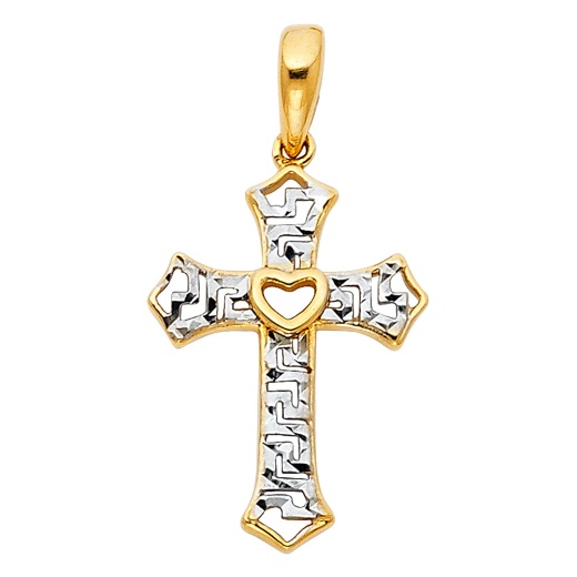 14K Gold Cross Religious Charm Pendant - Ioka
