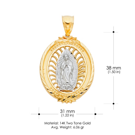 Ioka 14K Gold Religious Guadalupe Charm Pendant
