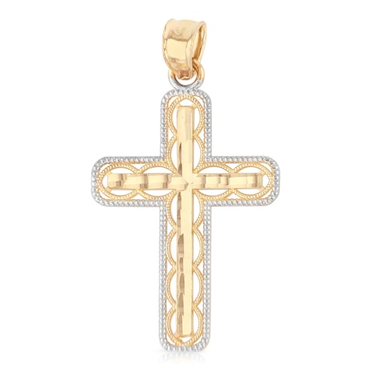 14K Gold Cross Religious Charm Pendant - Ioka