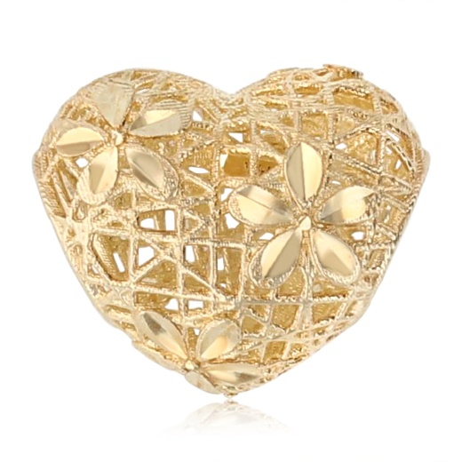 14K Gold Filigree Heart Slider Mix & Match Charm Pendant