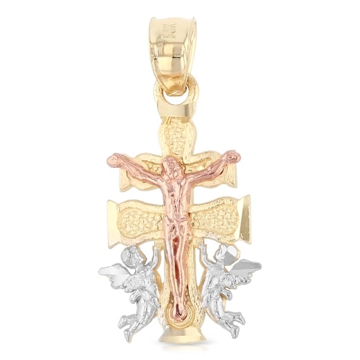 14K Gold Jesus Crucifix Cross Of Caravaca Religious Pendant by Ioka