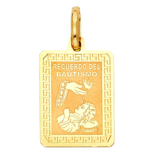 14K Gold Religious Baptism Charm Pendant