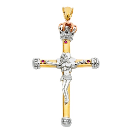 14K Gold Ioka Religious Crucifix Charm Pendant