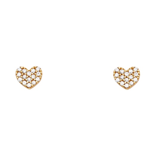 Ioka 14K Gold Cz Heart Stud Earrings - Elegant Accessories for the Modern Woman