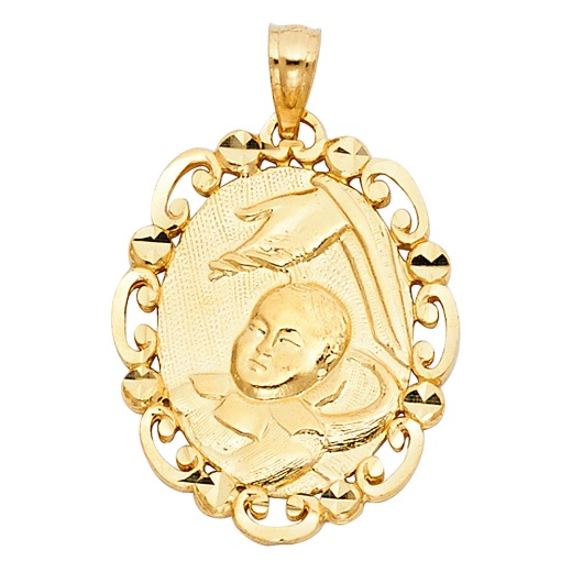 14K Gold Religious Baptism Charm Pendant