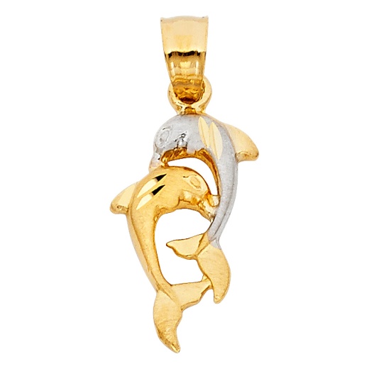 Ioka Jewelry 14K Gold Dolphin Charm Pendant