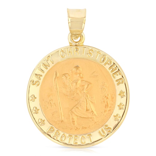 14K Gold St. Christopher Charm Pendant - Ioka