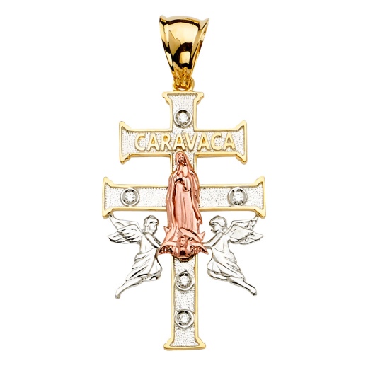 14K Gold Cz Crucifix Cross Religious Pendant