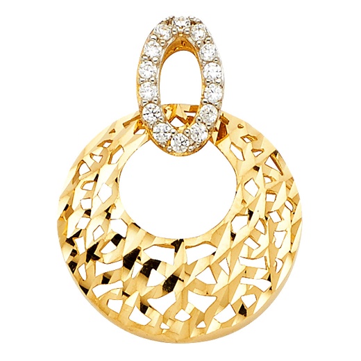 14K Gold Cz Charm Pendant