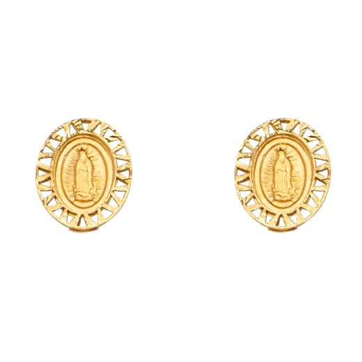 14K Gold Oval Guadalupe Stud Earrings - Ioka Jewelry