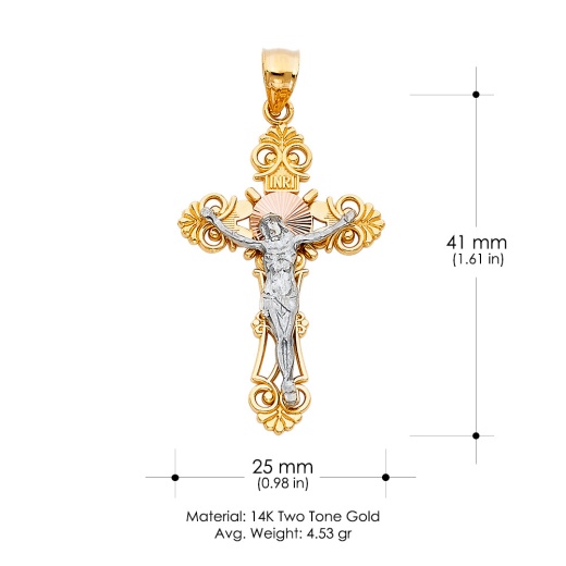 14K Gold Jesus Crucifix Cross Religious Pendant - Ioka