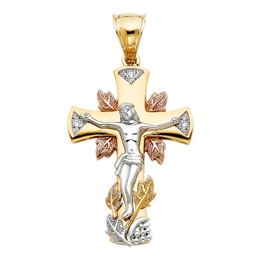 Ioka 14K Gold Cz Religious Crucifix Charm Pendant