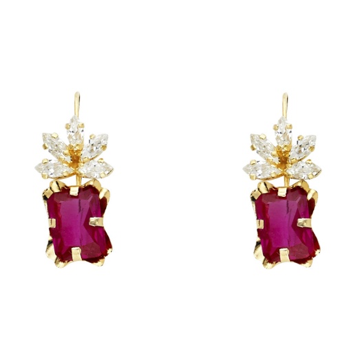 14K Gold Cz Hanging Earrings - Ioka - Minimalist Stud Earrings